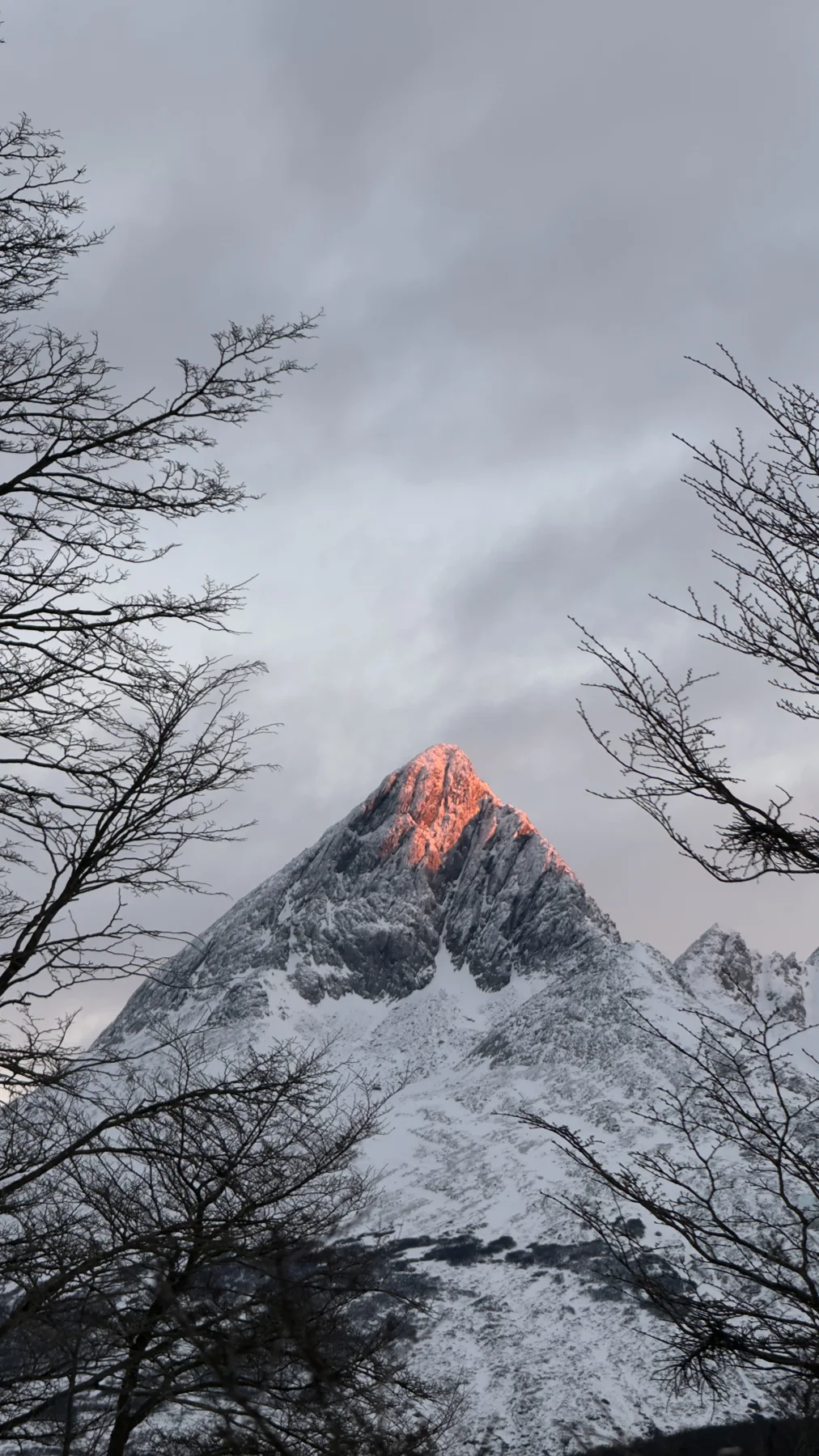Last light on a mountain summit