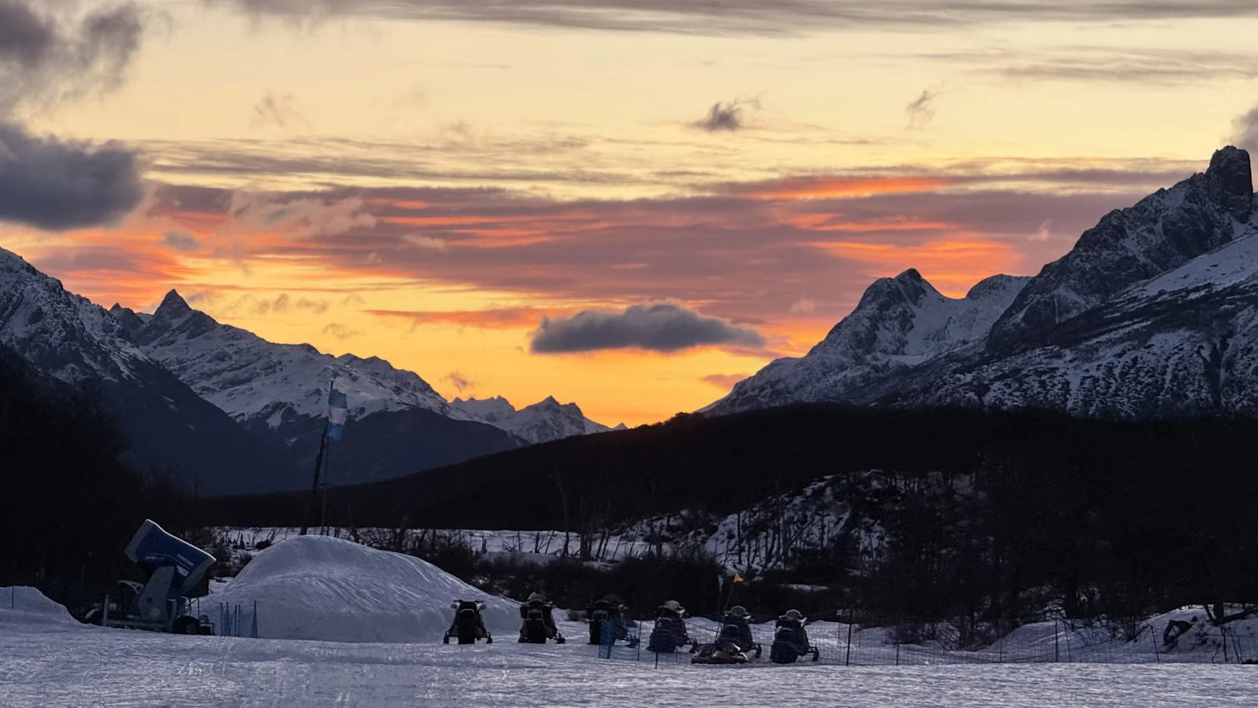 Sunset over a winter landscape